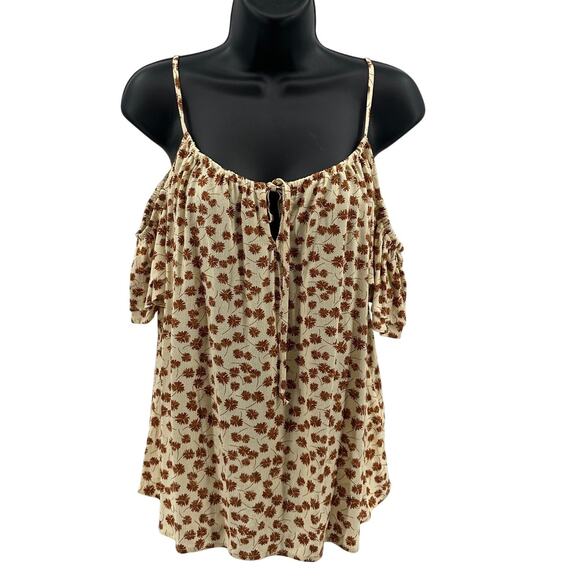 Mason & Belle Peppa Cold Shoulder Blouse S Off White Floral Stitch Fix Pullover - Picture 1 of 11
